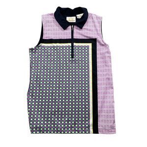 EP Pro New‎ York Tour Teck Small Collar Sleeveless Polo 1/4 Zip Blue Purple